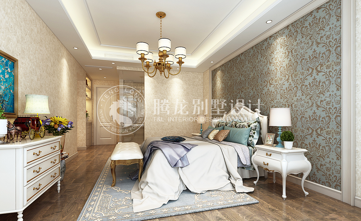 光明城市180㎡欧式风格别墅装修效果图