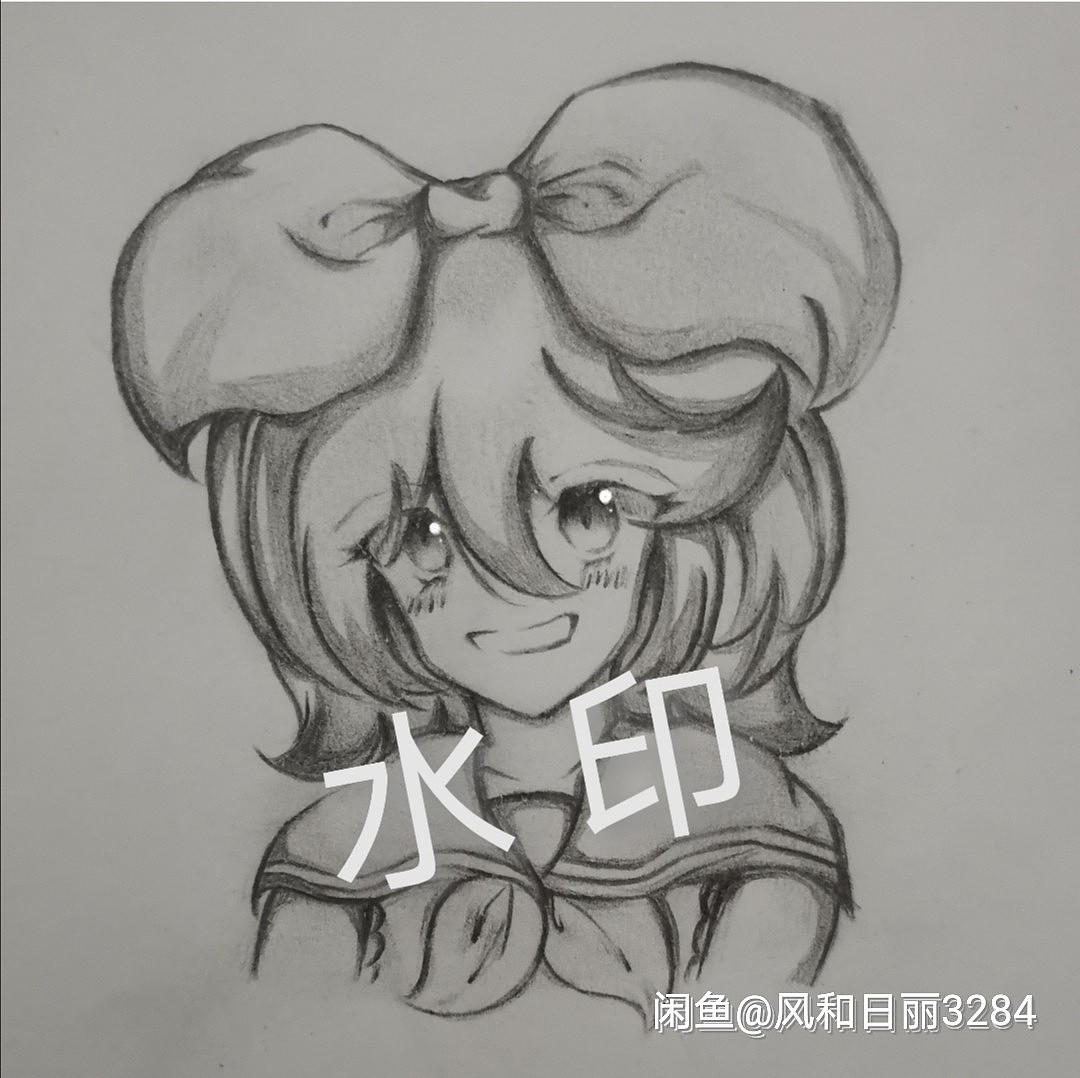 约稿接稿铅笔白菜半身大头头像稿正比Q板黑白稿
