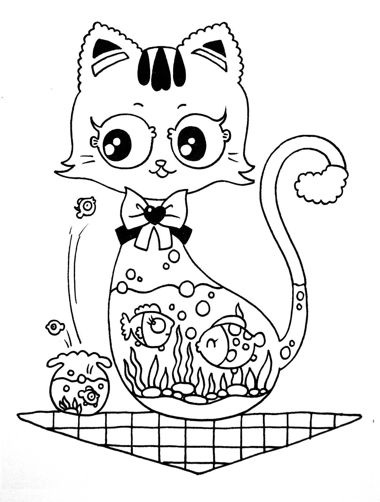儿童创意线描 基础篇 画个鱼缸猫（图ZMTEzNzM0Nzg4） - 儿童插画 - 站酷设计师慧玲66原创素材 - 站酷ZCOOL