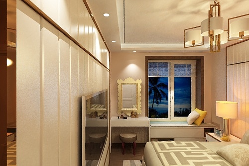 3D效果图 － 金色系卧室（图ZMTk4NTIyNTM2） - 家装设计 - 站酷设计师Hooing原创素材 - 站酷ZCOOL