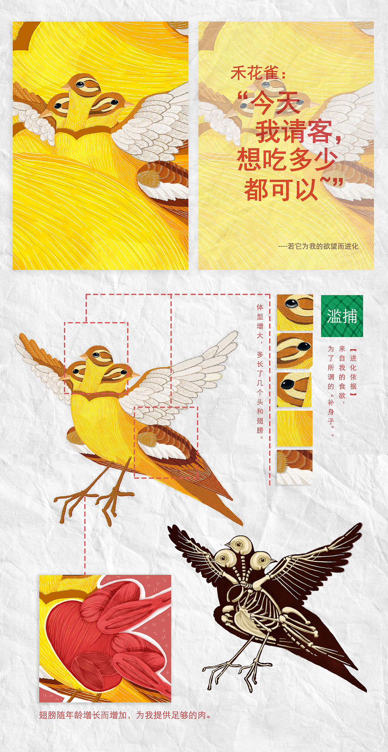 与我共存的进化濒危物种主题公益插画毕业设计