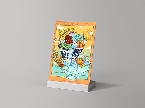 沧州铁狮子清风楼 商业插画设计图