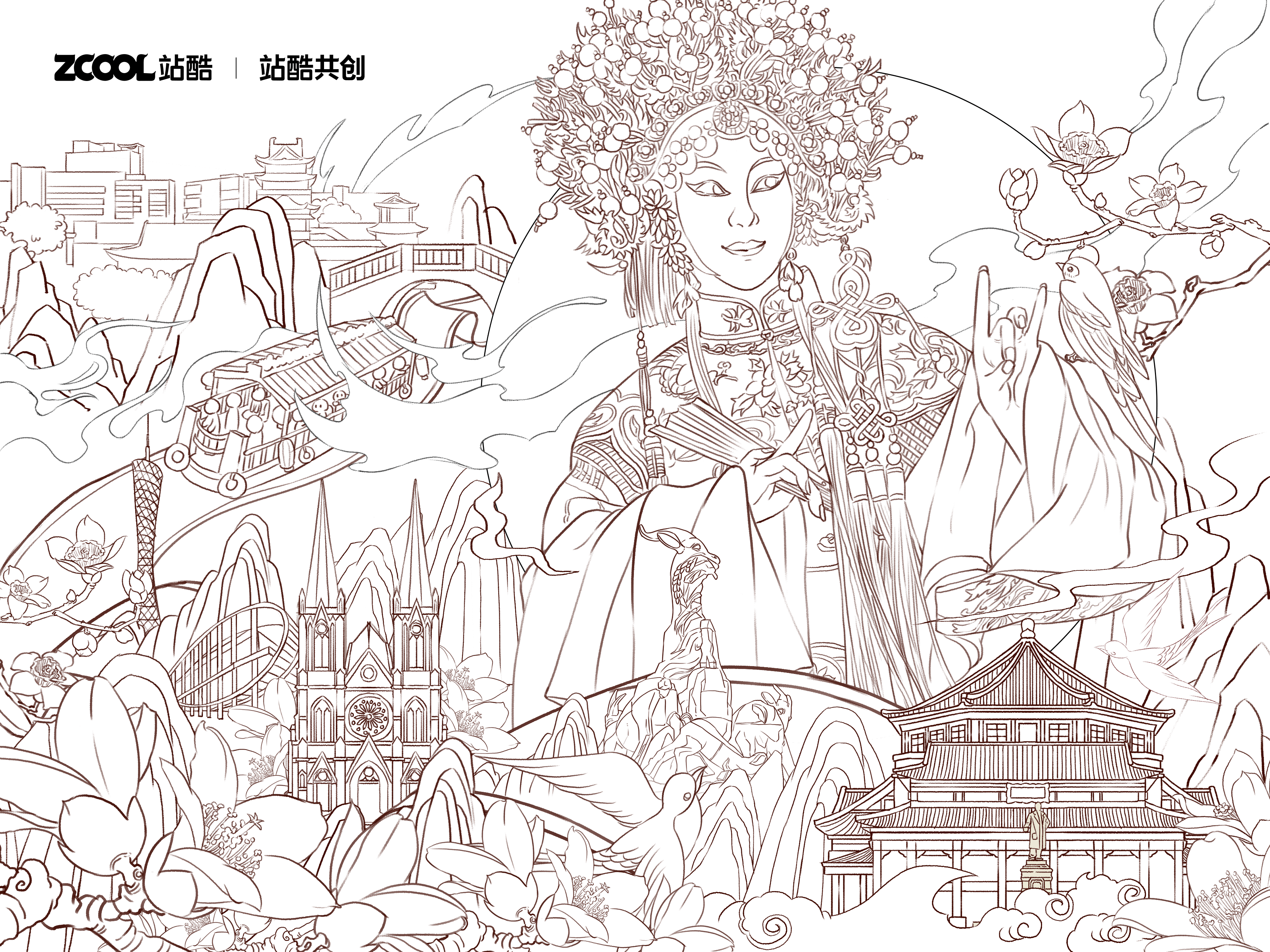 广州-我土生土长的地方（图ZMzM0OTUwNTU2） - 艺术插画 - 站酷设计师然然23原创素材 - 站酷ZCOOL
