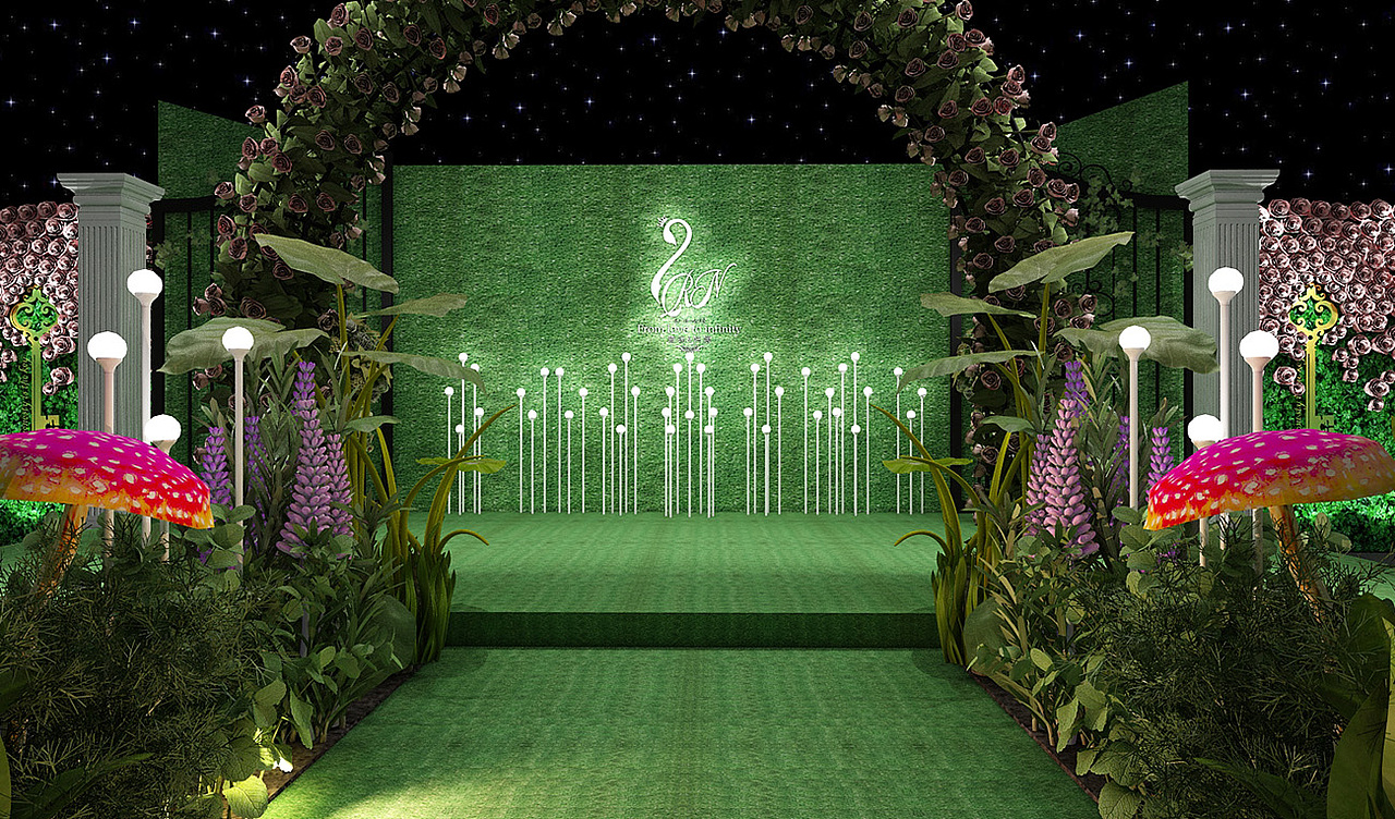 鲜花和绿色装饰的梦幻婚礼（图ZNTgwMzYxNzI=） - 舞台美术 - 站酷设计师lily1213371725原创素材 - 站酷ZCOOL