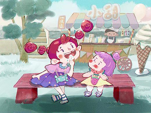 《安妮和桑桑》之日常一（个人主页-ZNTI5MTEzMzI=） - 儿童插画 - 站酷设计师安安丁了个当原创素材 - 站酷ZCOOL