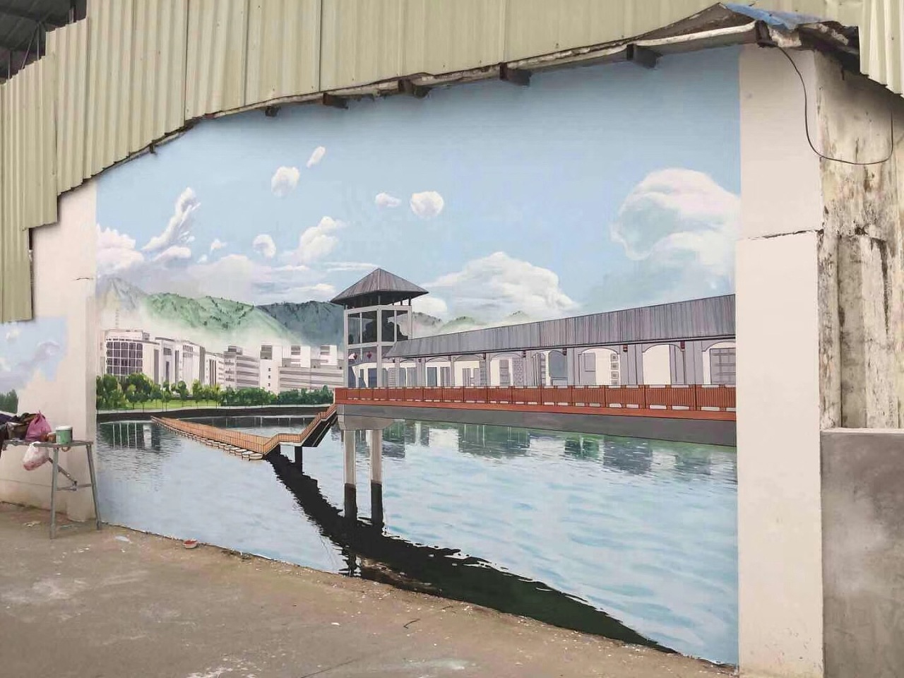 涂鸦手绘墙绘餐饮插画软装餐厅手绘文化墙壁画室外喷绘