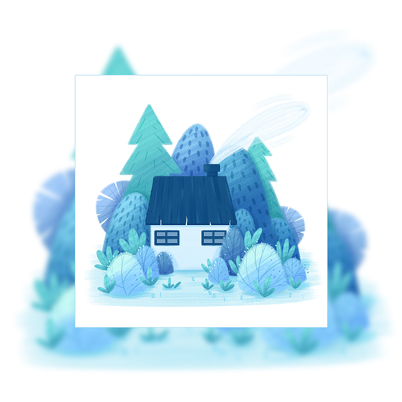 森林木屋植物小景插画（图ZMjczMjU1Nzgw） - 创作习作 - 站酷设计师董搞搞原创素材 - 站酷ZCOOL