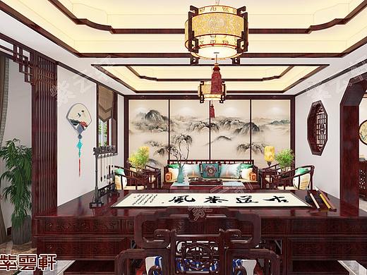 紫云轩太原市295平别墅新中式装修效果图