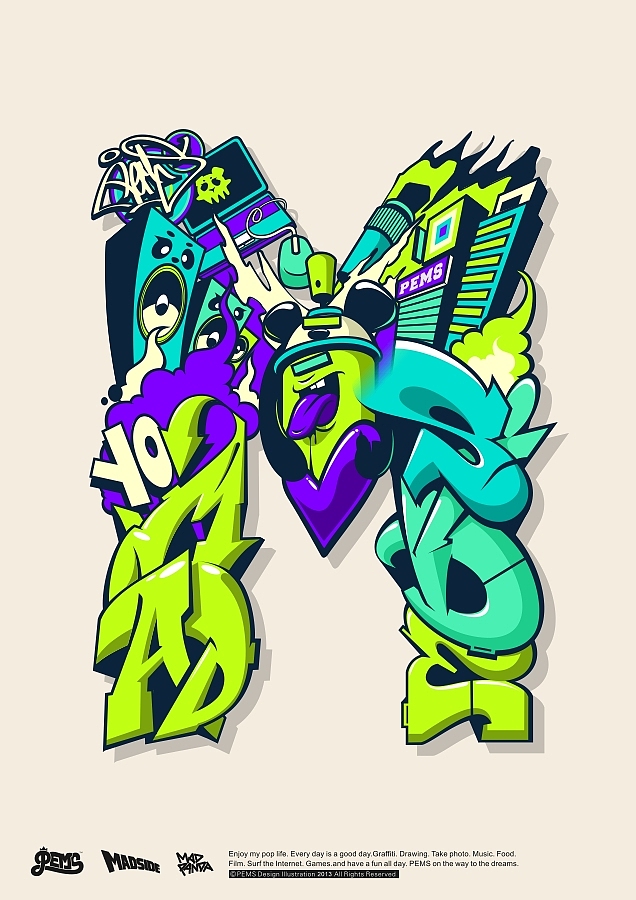 P.E.M.S 字母插画设计（图ZODg0MjA4NA==） - 新锐潮流插画 - 站酷设计师PEMS原创素材 - 站酷ZCOOL