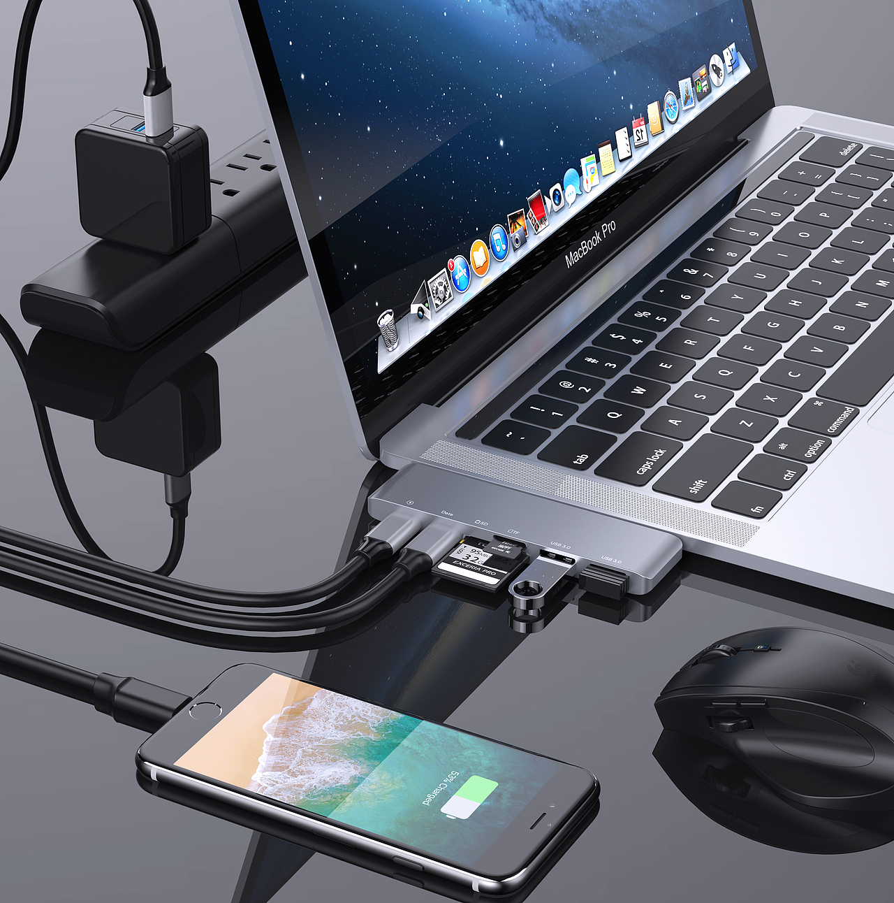 亚马逊6合1hub 3D建模渲染