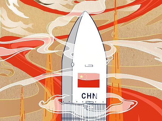 致敬建党百年插画长图---《昇》