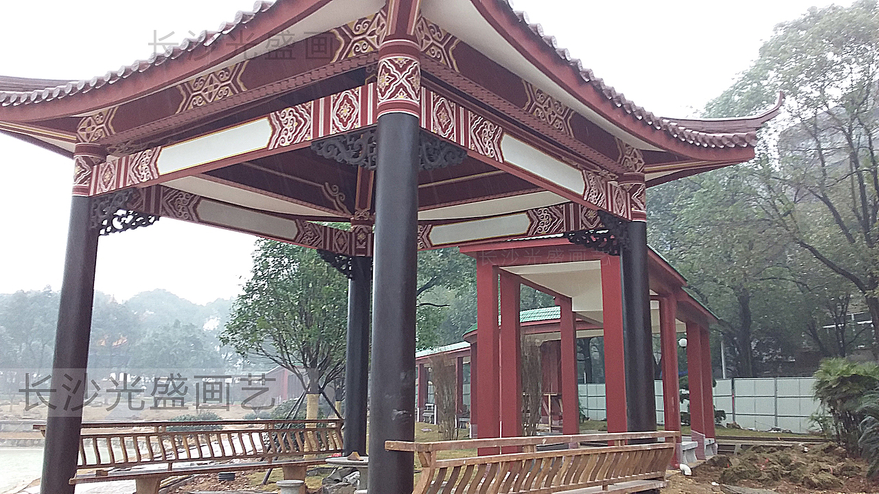 长沙墙绘 亭子彩绘 长沙古建筑彩绘翻新 光盛画艺（图ZMzQ2OTgwNzUy） - 绘画 - 站酷设计师彩绘贴金原创素材 - 站酷ZCOOL