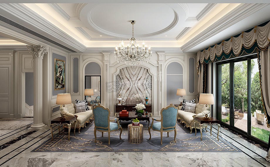 龙湖江与城联排装修,天琅别墅设计,法式金典别墅设计图
