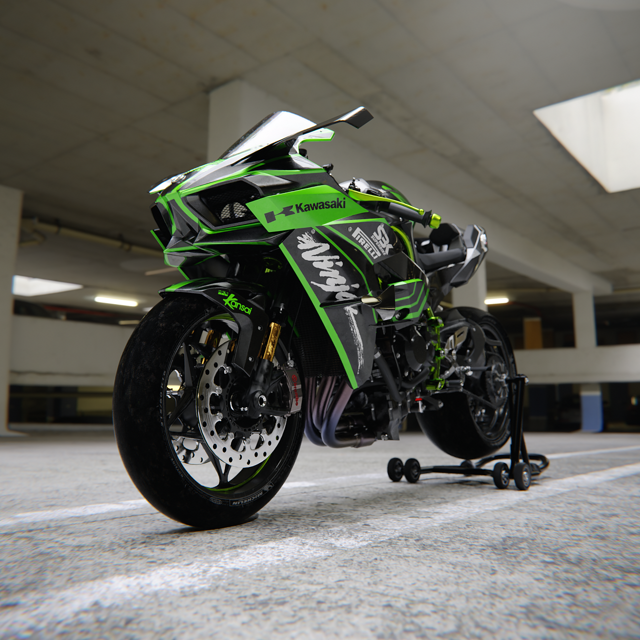 川崎kawasaki ninja h2r - blender渲染