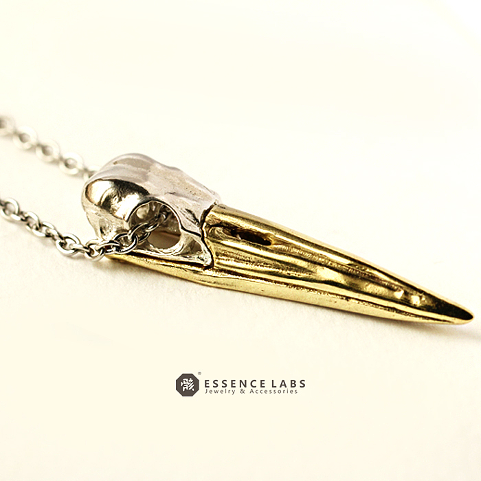 骸首饰设计师原创丹顶鹤鸟头骨女骷髅项链长锥形吊坠手工925纯银（图ZNzYyMjczNjA=） - 首饰设计 - 站酷设计师骸首饰工作室原创素材 - 站酷ZCOOL