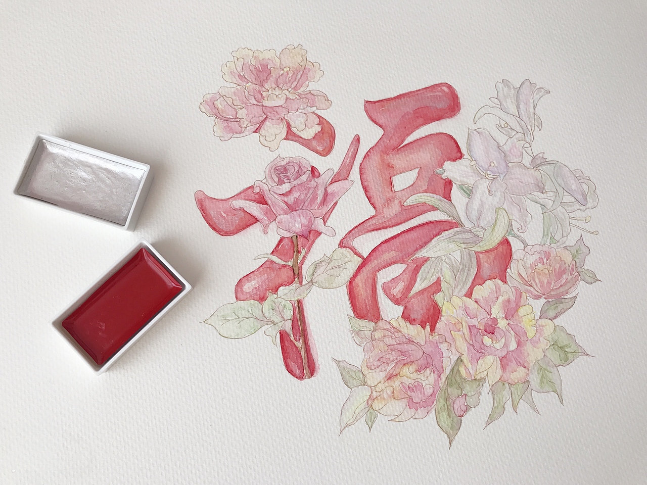 《花开福至》（图ZMTkyMDUwODk2） - 艺术插画 - 站酷设计师无尽里原创素材 - 站酷ZCOOL