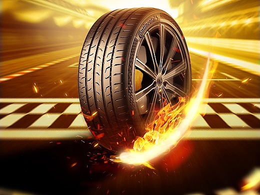 火焰运动轮胎海报