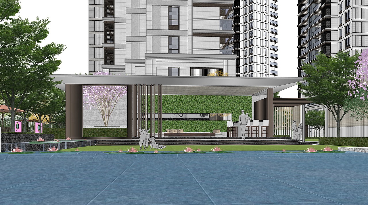 现代居住区大区景观SU模型下载（图ZMjcxMjY3MjAw） - 景观设计 - 站酷设计师素模网原创素材 - 站酷ZCOOL