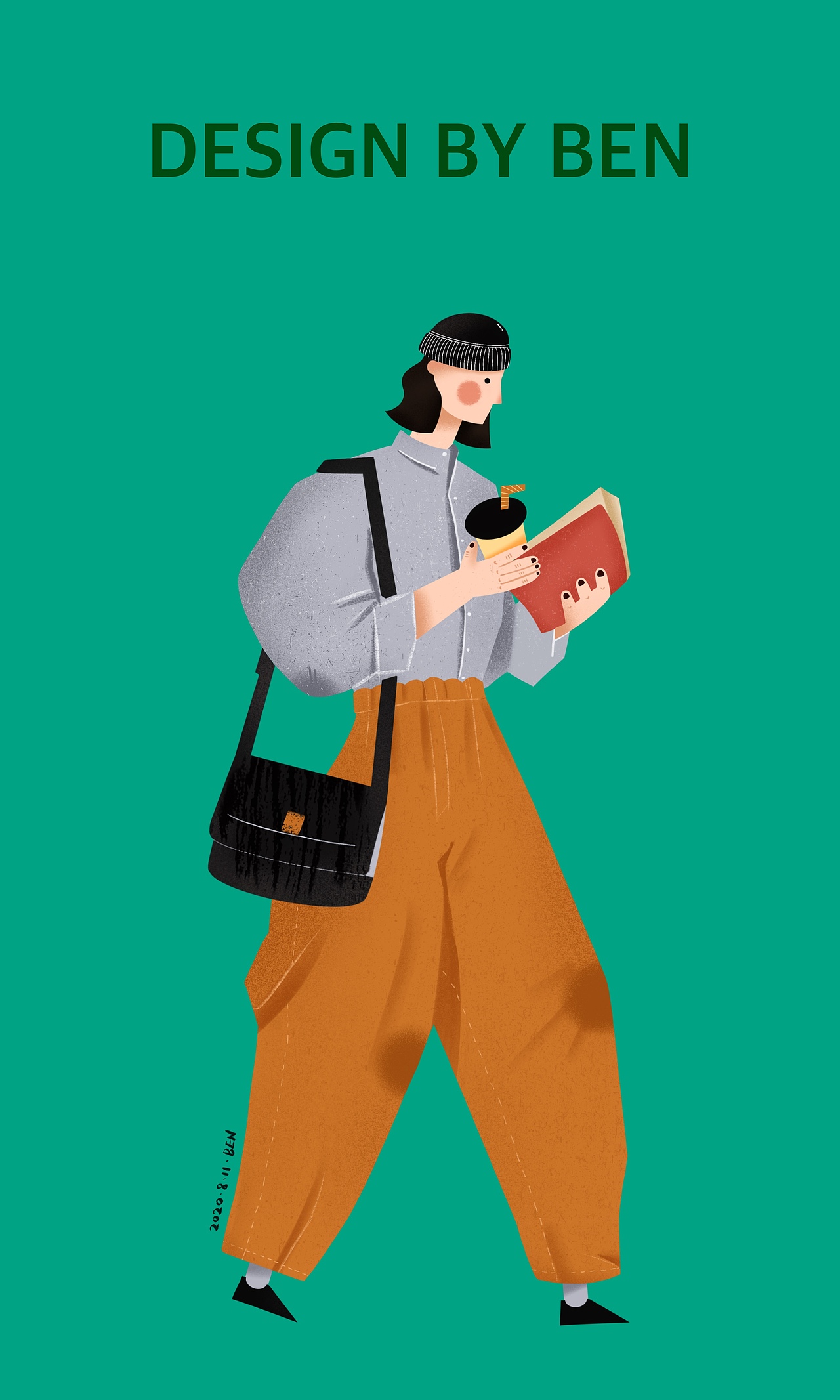 原创扁平插画人物-Cool girl（图ZMjIxODQxMTMy） - 商业插画 - 站酷设计师一只本原创素材 - 站酷ZCOOL