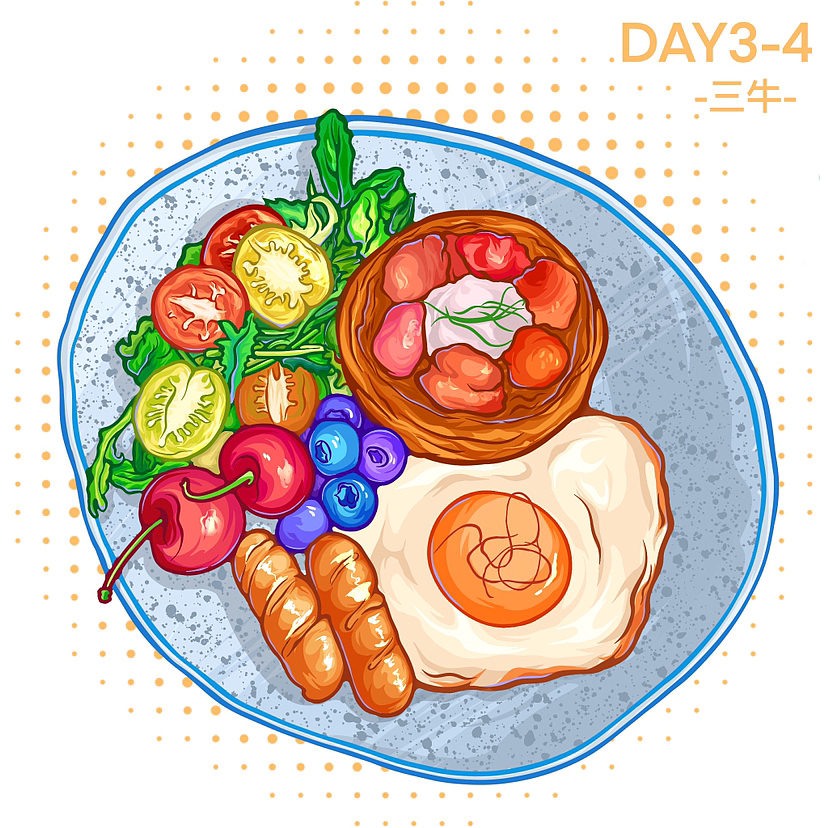 美食插画|简餐拼盘