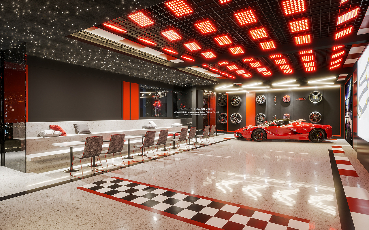 法拉利咖啡厅效果图表现（图ZMjIzNDE3MzQ4） - 酒店餐饮设计 - 站酷设计师蟹老板丶原创素材 - 站酷ZCOOL
