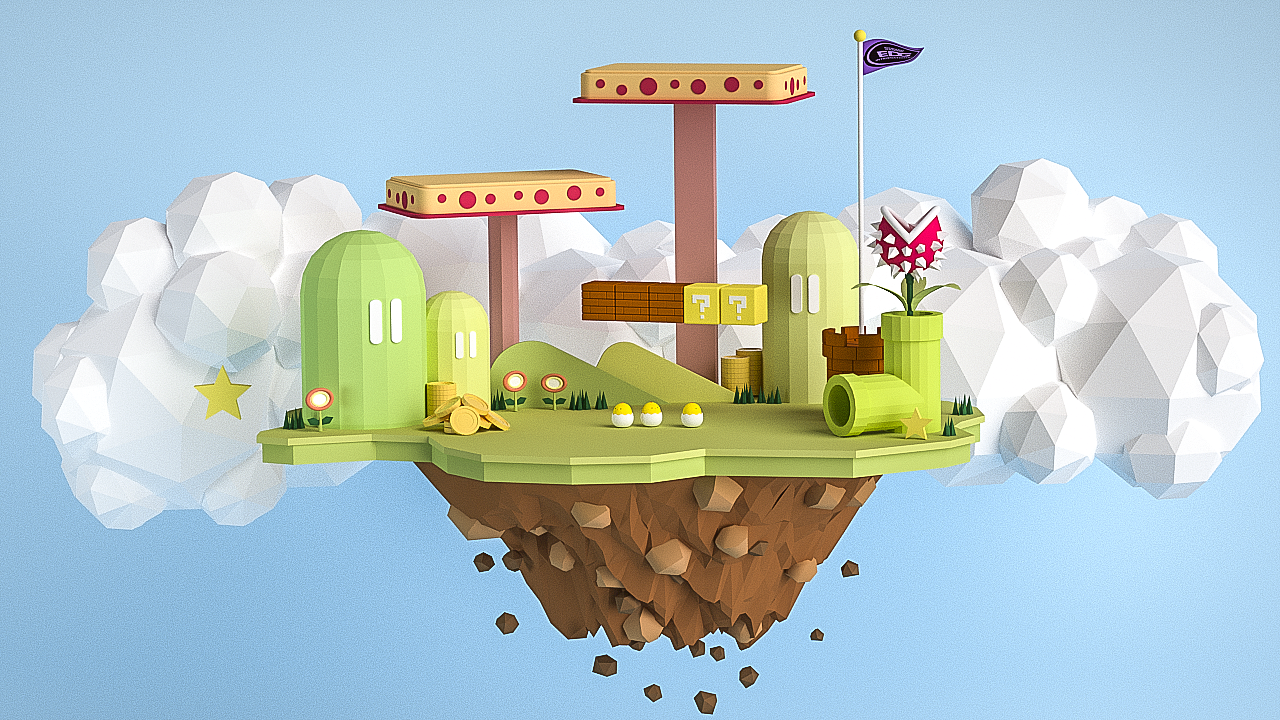 超级马里奥|三维|场景|隔壁招财猫_临摹作品-站酷(zcool)