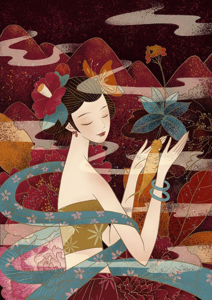 中草集的参仙姐姐（图ZMjIwNzE2MDMy） - 商业插画 - 站酷设计师春分分原创素材 - 站酷ZCOOL