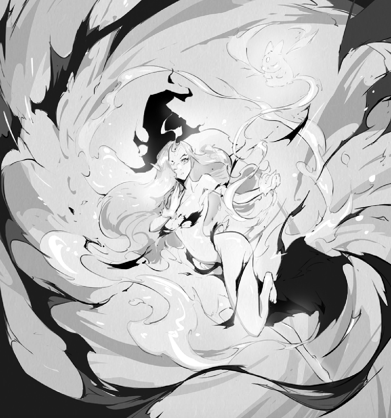 魔女•黑白插画