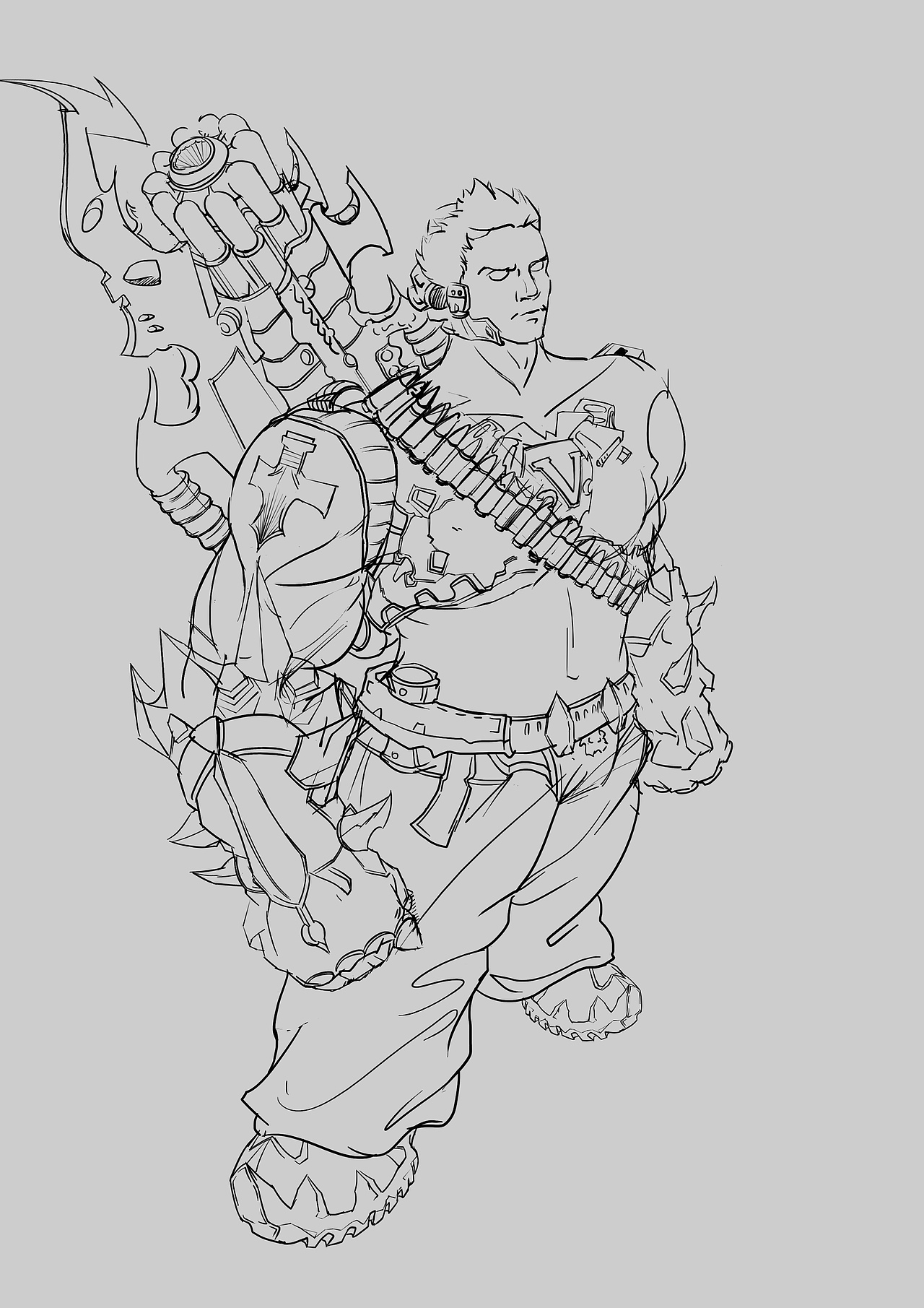 第一次发作品,手绘了些角色还有武器, 画一半就不知道怎么画了 也画不