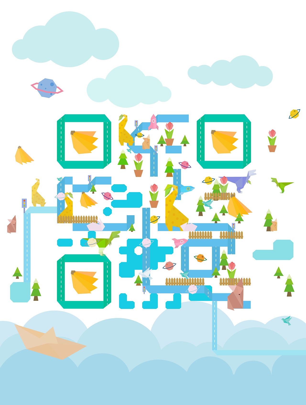 折纸时代-艺术二维码|平面|图案|程香蕉 - 原创作品 - 站酷 (zcool)