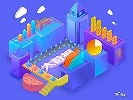 大數(shù)據(jù)可視化2.5d信息圖