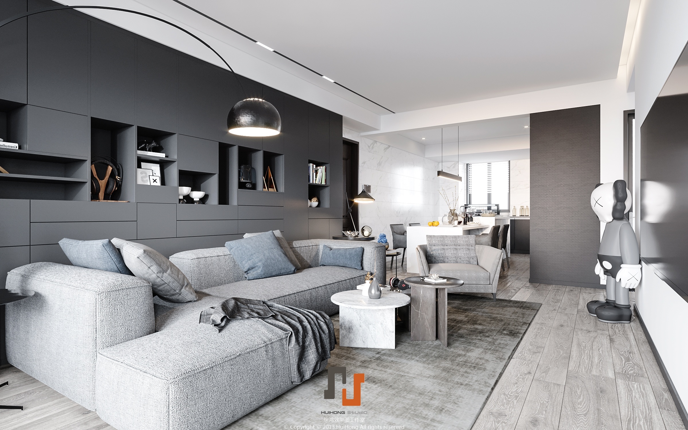 现代黑白灰 / 住宅空间设计|空间|家装设计|六品设计 - 原创作品 - 站酷 (ZCOOL)