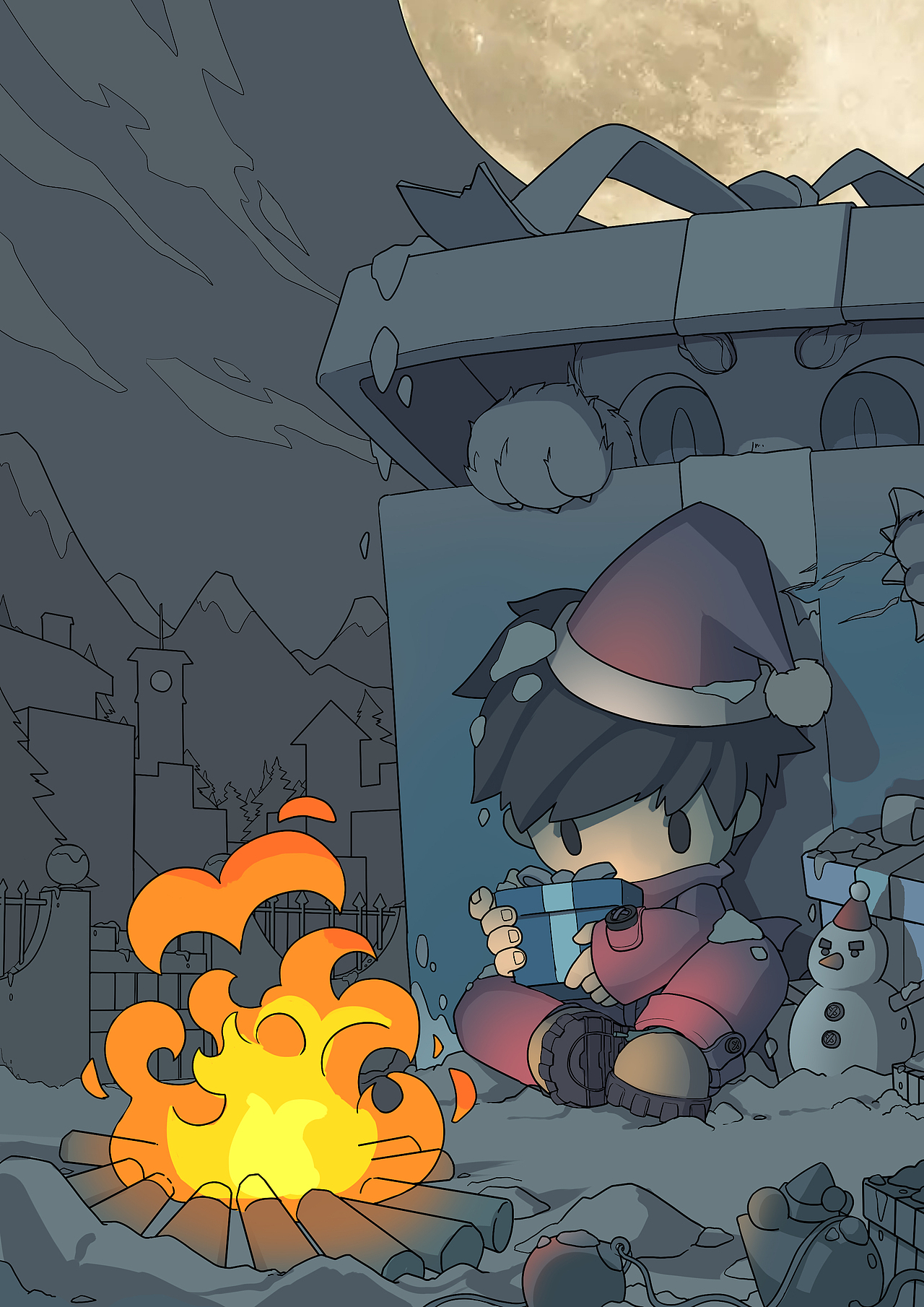 【Q版插画】平安夜的礼物（图ZMjgyNjczMzQ4） - 创作习作 - 站酷设计师饺紫猫原创素材 - 站酷ZCOOL