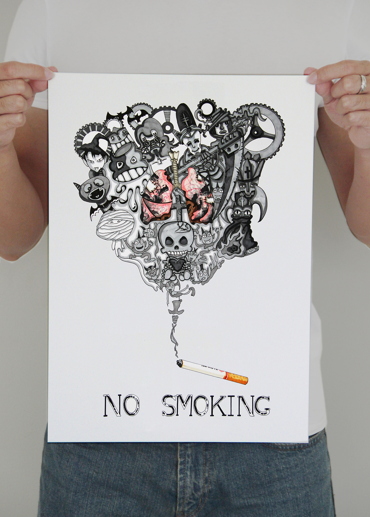禁烟海报手绘 二次元图片
