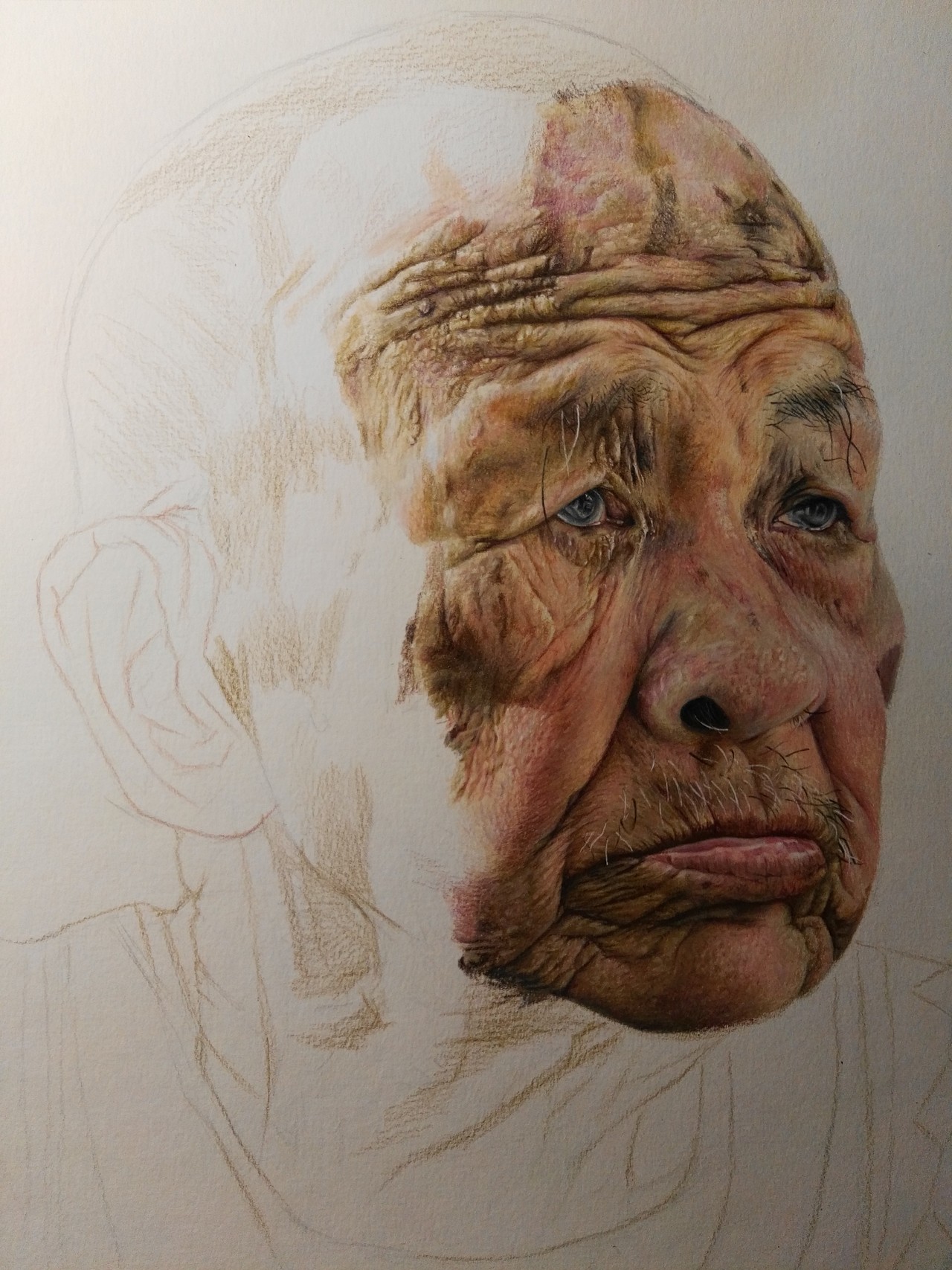 写实彩铅作品《爷爷》（图ZNzkyMTc2OTI=） - 绘画 - 站酷设计师浩轩手绘原创素材 - 站酷ZCOOL