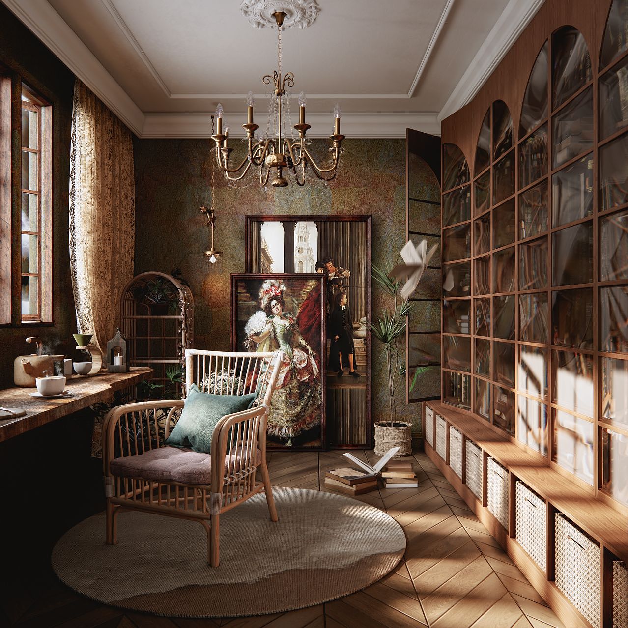 复古书房（图ZMzE4MzY4OTk2） - 家装设计 - 站酷设计师鱼仔iqeq1990原创素材 - 站酷ZCOOL