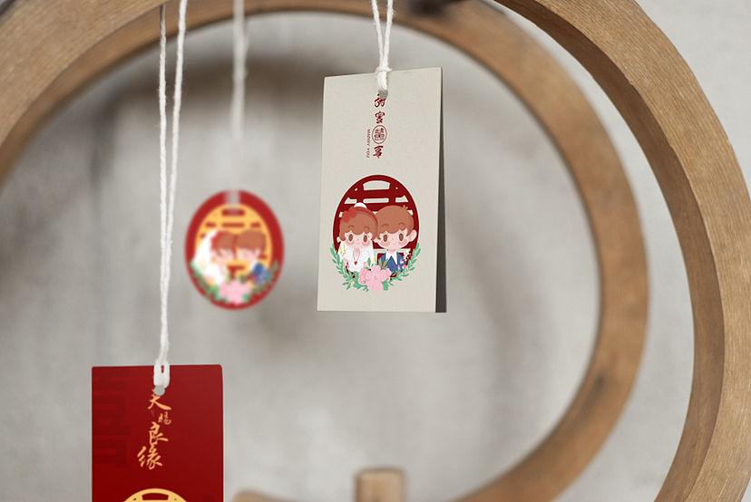 甜蜜婚礼插画包装设计待授权