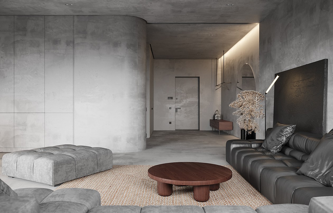 水泥色系,非常高级的空间设计!