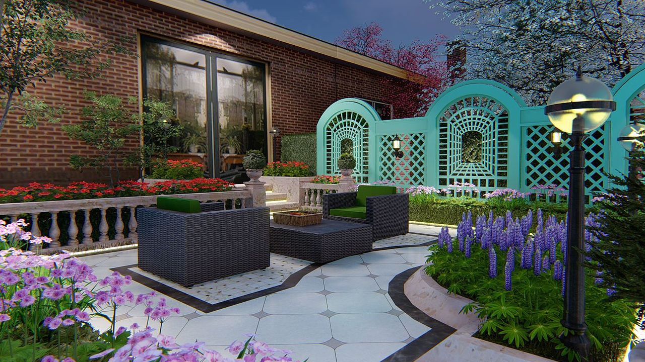 欧式小花园 夜景（图ZMzIzNjQxODI4） - 景观设计 - 站酷设计师温澜潮生_ewan原创素材 - 站酷ZCOOL