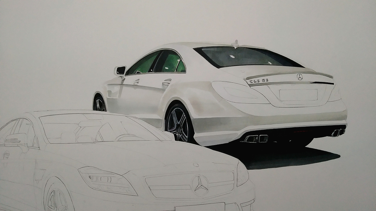 马克笔汽车手绘 梅赛德斯-奔驰 AMG CLS 63（2013）（图ZMjM2MTY0NTU2） - 艺术插画 - 站酷设计师xyikai吉原创素材 - 站酷ZCOOL