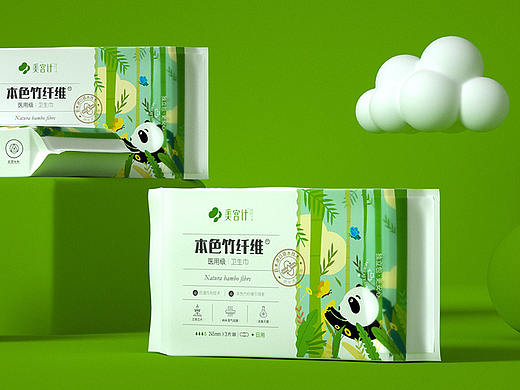 美宫计本色竹纤维卫生巾包装设计-by毒柚包装设计 