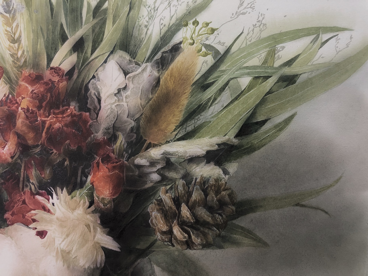 水彩画《干花》步骤