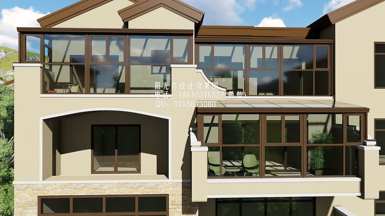 D9113露台阳光房设计效果图