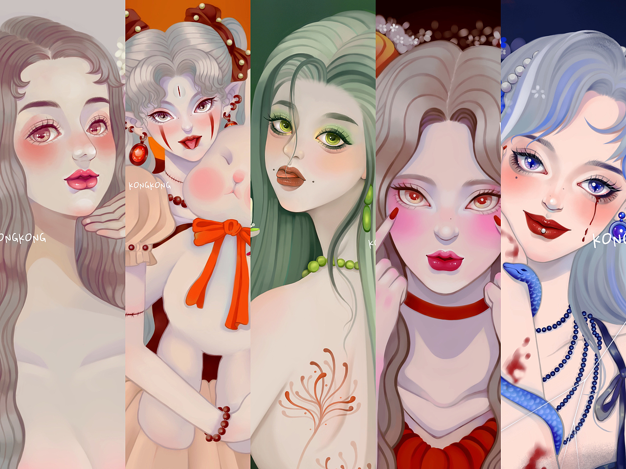 魔女系列少女插画合集1（图ZMjgzMDc0MTY0） - 艺术插画 - 站酷设计师孔格格妲原创素材 - 站酷ZCOOL