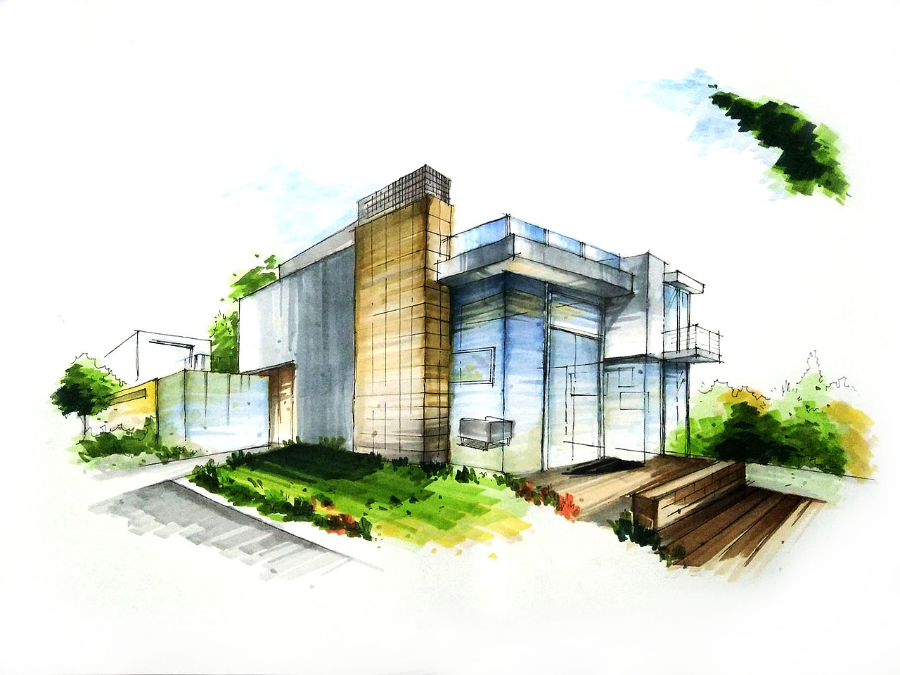 建筑手绘（图ZMTA2MjM4MDQ0） - 建筑设计 - 站酷设计师浅度微微笑原创素材 - 站酷ZCOOL