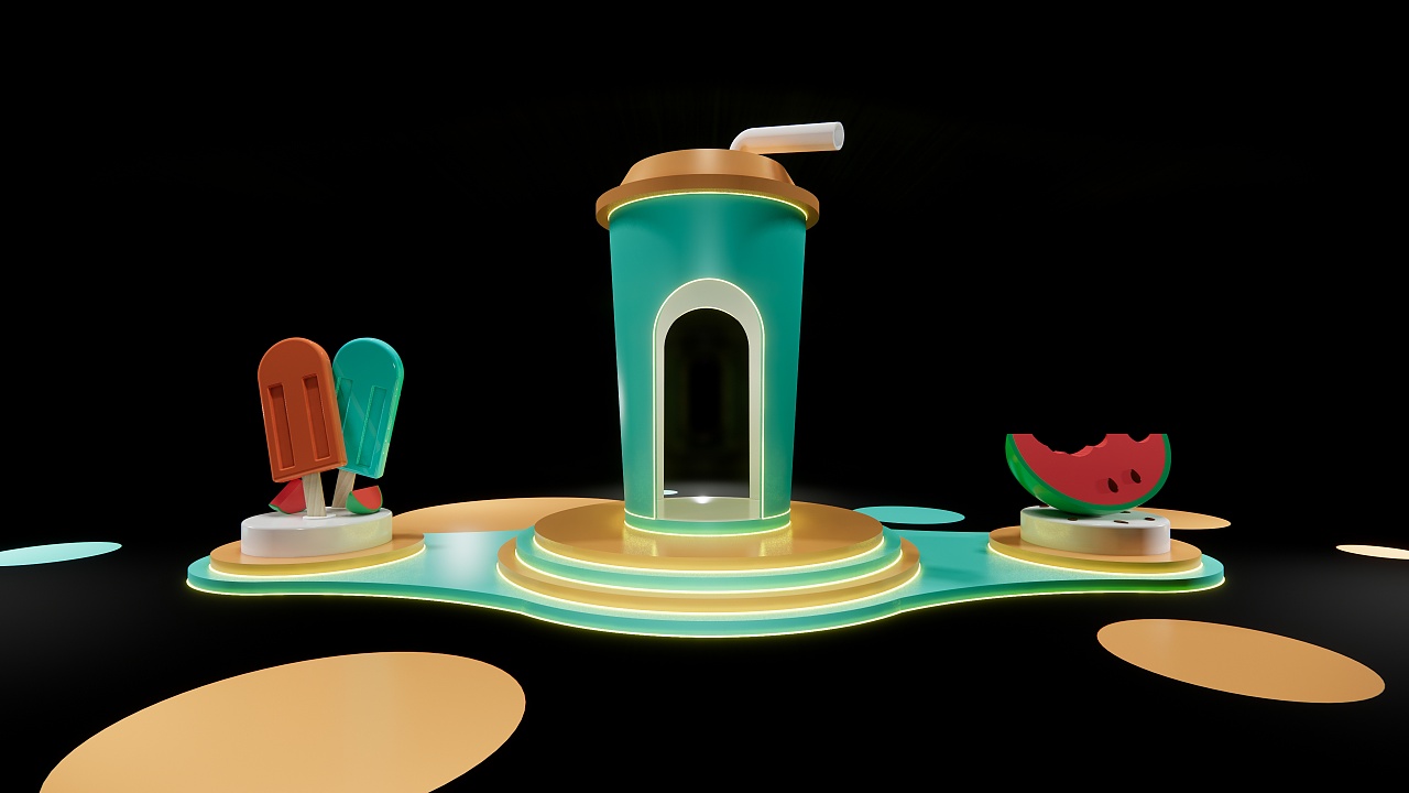 夏天六一儿童节清爽互动美陈展点