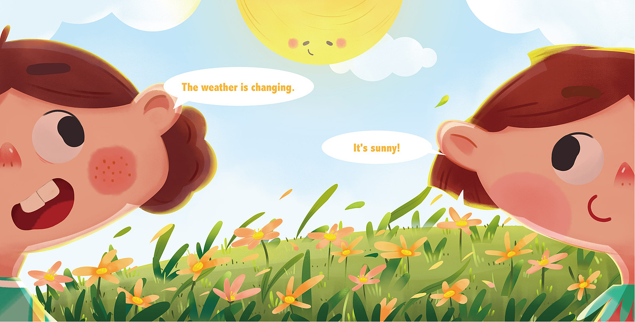 工作上的绘本图（三）～rain rain go away！（图ZMTQwNzYxNjI0） - 绘本 - 站酷设计师夏小花与旺达原创素材 - 站酷ZCOOL