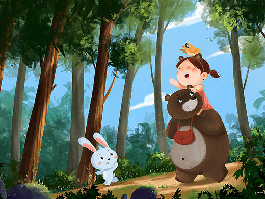 可爱的小女孩在森林里迷路了，然后……