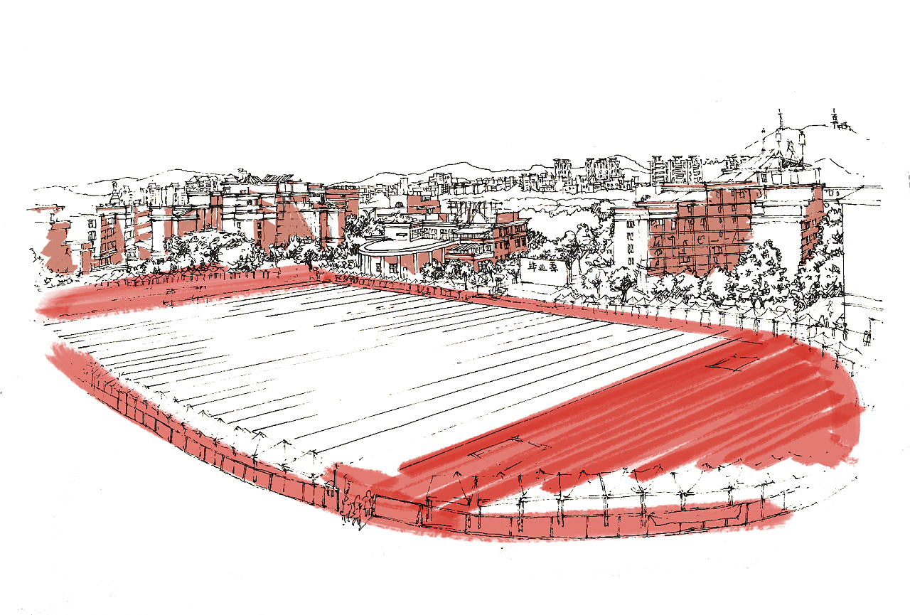 珠江学院.操场明信片制作