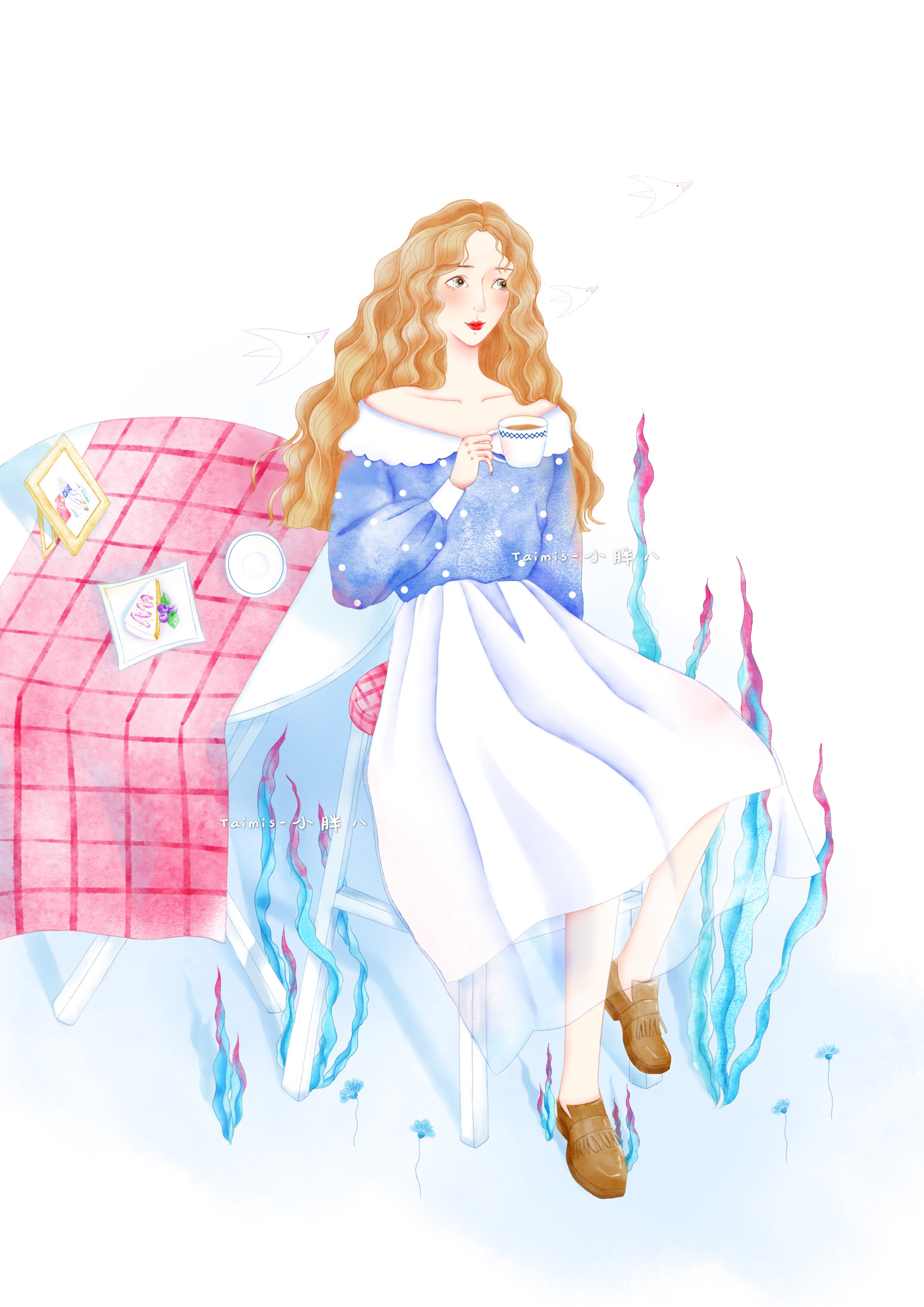 一个人的下午茶|插画|插画习作|taimis小胖八 - 原创作品 - 站酷